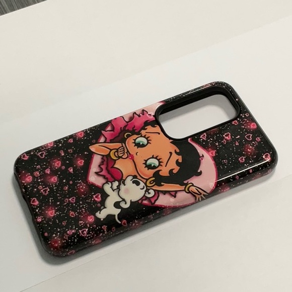 Samsung Galaxy S23 Tough Case - “Betty Boop & Pudgy in Retro Black & Pink” - Picture 3 of 6